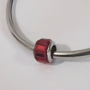 Silver Red Crystals‎ Charm for Pandora Style Bracelet